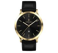 Lilienthal Berlin Herrenuhr Huxley in Gold/Schwarz - Armbanduhr am schwarzen Leder-Armband - aus 316L Chirurgenstahl mit einem Quarzuhrwerk & saphirgehärtetem Mineralglas - 40 mm