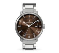 Lilienthal Berlin Neolux Automatik Uhr Silver Brown - hochwertige Herrenuhr am silbernen Edelstahl-Armband aus blauem Chirurgenstahl mit einem Automatikwerk & Saphirglas - 42,5 mm