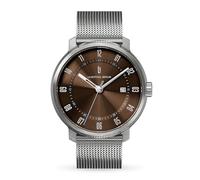Lilienthal Berlin Neolux Automatik Uhr Silver Brown - hochwertige Herrenuhr am silbernen Mesh-Armband aus blauem Chirurgenstahl mit einem Automatikwerk & Saphirglas - 42,5 mm