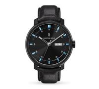 Lilienthal Berlin Neolux Day Date Automatik Uhr Black Blue - hochwertige Herrenuhr am schwarzem Leder-Armband aus Chirurgenstahl mit Automatikwerk & saphirgehärtetem Mineralglas - 42mm