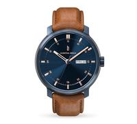 Lilienthal Berlin Neolux Day Date Automatik Uhr Blue Rose Gold - hochwertige Herrenuhr am hellbraunen Leder-Armband aus Chirurgenstahl mit Automatikwerk & saphirgehärtetem Mineralglas - 42mm