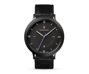 Lilienthal Berlin Zeitgeist Automatik Uhr All Black - hochwertige Herrenuhr am schwarzen Lederarmband aus Chirurgenstahl mit einem Automatikwerk & Saphirglas - 42,5 mm