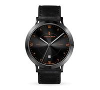 Lilienthal Berlin Zeitgeist Automatik Uhr Dark Silver Orange - hochwertige Herrenuhr am schwarzen Lederarmband aus silbernem Chirurgenstahl mit einem Automatikwerk & Saphirglas - 42,5 mm