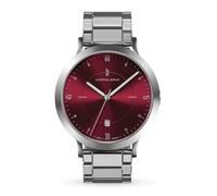 Lilienthal Berlin Zeitgeist Automatik Uhr Silver Bordeaux - hochwertige Herrenuhr am silbernen Edelstahlarmband aus silbernem Chirurgenstahl mit einem Automatikwerk & Saphirglas - 42,5 mm