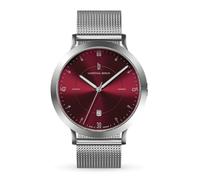 Lilienthal Berlin Zeitgeist Automatik Uhr Silver Bordeaux - hochwertige Herrenuhr am silbernen Mesharmband aus silbernem Chirurgenstahl mit einem Automatikwerk & Saphirglas - 42,5 mm