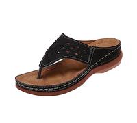 LILIHOT Damen Sandalen Sandalen Damen Keilabsatz Damen Zehensandale Sandalen Freizeit Offene Sandalen Damen Sandalen rutschfest Atmungsaktiv Ausgehöhlt Kunstleder Damensandalen，Black，40