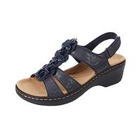 LILIHOT Damen Sandalen Wedges Sandalen Keilabsatz Weiche Sandalen Damen Freizeitsandalen Offene Damen Sandalen Sandalen rutschfest Atmungsaktiv Ausgehöhlt Kunstleder Keilsandalen，Blue，40