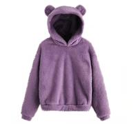 LILIHOT Damen Winterjacke Reißverschluss Fleece Hoodie Warme Sweatshirt Fleecejacke mit Tasche Kapuzenpullover Winter Sherpa Jacke Teddyfleece Sweatjacke Weiche Plüschjacke Casual Pulli(#D Purple,S)