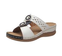 LILIHOT Orthopädische Sandalen Damen Damen Keilabsatz Schuhe Mit Plateau Sommer Atmungsaktiv Hausschuhe Damen Slipper Frauen Slip on Damen Klassische Bequeme Freizeit Schuh Sandals,White,36