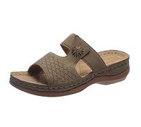 LILIHOT Orthopädische Sandalen Damen Damen Sandalette Keilabsatz Plateau Sandalen Mit Offener Spitzeleder Damen Slipper Frauen Slip on Damen Klassische Bequeme FreizeitSchuh Sandals,Brown,36