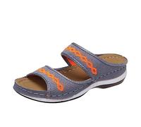 LILIHOT Sandalen Damen Sommer Elegant Damen Keilabsatz Schuhe Mit Plateau Sommer Atmungsaktiv Hausschuhe Damen Slipper Frauen Slip on Vintage Damen Freizeitschuhe Keilsandalen,Gray,43