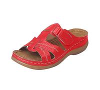 LILIHOT Sandalen Damen Sommer Elegant Damen Sandalen Keilabsatz Sandaletten Sommer Atmungsaktiv Hausschuhe Damen Slipper Frauen Slip on Vintage Damen Freizeitschuhe Sandaletten,Red,37