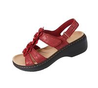 LILIHOT Sandalen Für Mädchen Sandalen Damen Badeschuhe Weiche Sohle Sandalen Freizeit Offene Schuhe Damen Gummischlappen Atmungsaktiv Ausgehöhlt Kunstleder Strandsandalen，Red，36