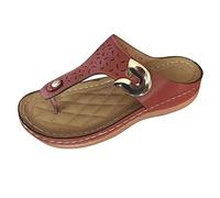 LILIHOT Sandalen Für Mädchen Schuhekeilabsatzdamen Zehensandale Damen Vintage Damen Freizeitschuhe Peep Toe Sandalen Gummilatschen Atmungsaktiv Ausgehöhlt Kunstleder Damensandalen，Brown，42