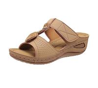LILIHOT Sandalen Mädchen Damen Sandalen Basic Toe Mid Wedges Mit Keilabsatz Sommer Atmungsaktiv Hausschuhe Damen Slipper Frauen Slip on Vintage Damen Freizeitschuhe Sandaletten,Weiß,41