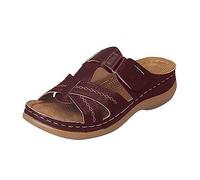 LILIHOT Sandalen Mädchen Damen Sandalette Keilabsatz Plateau Sommer Atmungsaktiv Hausschuhe Damen Slipper Frauen Slip on Damen Klassische Bequeme Freizeit Schuh Keilsandalen,Wine,42
