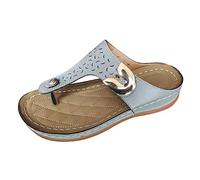 LILIHOT Sandalen Mädchen Keilabsatz Damen Damen Zehensandale Vintage Damen Freizeitschuhe Damen Offene Sandalen Sandalen rutschfest Atmungsaktiv Ausgehöhlt Kunstleder Damensandalen，Gray，40