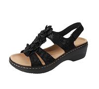 LILIHOT Sandalen Mädchen Sandalenmitkeilabsatzdamen Schlappen Damen Super Weich Freizeitsandalen Peeptoes Sandalen Sandalen rutschfest Atmungsaktiv Ausgehöhlt Kunstleder Sandalen，Black，40