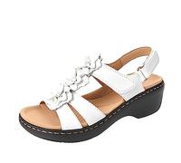 LILIHOT Sandalen Mädchen Schuhekeilabsatzdamen Badeschuhe Weiche Sohle Sandalen Freizeit Peeptoes Sandalen Sandalen rutschfest Atmungsaktiv Ausgehöhlt Kunstleder Wandernsandalen，White，40