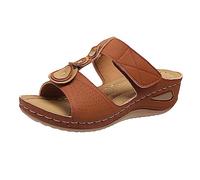 LILIHOT Sandalen & Slides Für Damen Damen Keilabsatz Schuhe Mit Plateau Damen Offene Sandalen Damen Slipper Frauen Slip on Damen Klassische Bequeme Freizeit Schuh Keilsandaletten,Brown,38