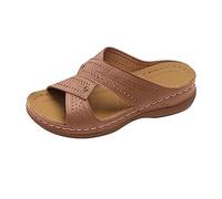 LILIHOT Sandalen & Slides Für Damen Damen Keilabsatz Schuhe Mit Plateau Damen Peeptoe Sandalen Damen Slipper Frauen Slip on Sportsandale Freizeitsandale Ledersandalen Wandernsandalen,Brown,40