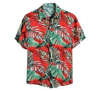 LILIHOT Sommer T-Shirt Herren, Hawaiihemd Elegant Drucken Tops Light Thin Tennis Shirt Herren Freizeithemden Für Herren Slim Passform Baumwoll T-Shirt Herren Overall Funktionsshirt