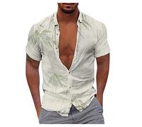 LILIHOT T-Shirts Männer, Hawaii Hemd Männer Attraktive Print Baumwoll T-Shirt Herren Workout Wandershirt Herren Freizeithemd Herren Lockere Shirt Herren Kurzarm Oberteile Arbeits T-Shirt