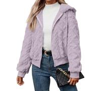 LILIHOT Winterjacke Damen Zipper Fleece Hoodie Warme Sweatshirt Fleecejacke mit Tasche Kapuzenpullover Winter Sherpa Jacke Weiche Sweatjacke Teddyfleece Plüschjacke Komfortable Lässig Pulli(Lila,M)