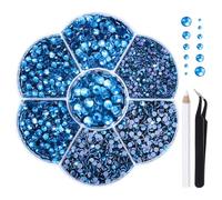 Liliume 5000pcs Hotfix Strasssteine 21 Farben 5 Größen SS6-SS30 Strasssteine für Textilien DIY Handwerk（Kapblau）