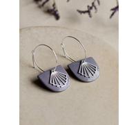 lille mus Creolen 'Halbkreis Fächer' aus Porzellan und 925 Silber / vergoldet Lila L