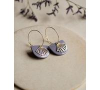 lille mus Creolen 'Halbkreis Fächer' aus Porzellan und 925 Silber / vergoldet Lila L