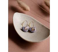 lille mus Creolen 'Halbkreis Fächer' aus Porzellan und 925 Silber / vergoldet Lila S