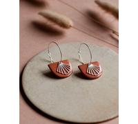 lille mus Creolen 'Halbkreis Fächer' aus Porzellan und 925 Silber / vergoldet Orange L