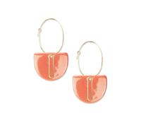 lille mus Creolen 'Halbkreis Oval' aus Porzellan 925 Silber Large (Orange/Gold)