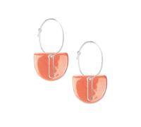 lille mus Creolen 'Halbkreis Oval' aus Porzellan 925 Silber Large (Orange/Silber)