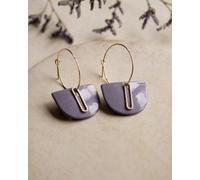 lille mus Creolen 'Halbkreis Oval' aus Porzellan und 925 Silber / vergoldet Lila L