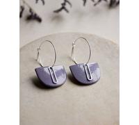 lille mus Creolen 'Halbkreis Oval' aus Porzellan und 925 Silber / vergoldet Lila L