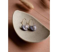 lille mus Creolen 'Halbkreis Oval' aus Porzellan und 925 Silber / vergoldet Lila S