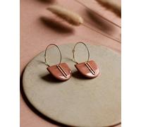 lille mus Creolen 'Halbkreis Oval' aus Porzellan und 925 Silber / vergoldet Orange L