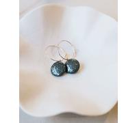 lille mus Creolen mit Porzellan-Anhänger 'Geo' Porzellanschmuck Grau