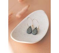 lille mus Creolen mit Porzellan-Anhänger 'Tropfen Geo' Porzellanschmuck Grau