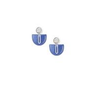 lille mus Ohrstecker 'Halbkreis Oval' aus Porzellan (Blau/Silber)