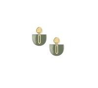 lille mus Ohrstecker 'Halbkreis Oval' aus Porzellan (Grün/Gold)