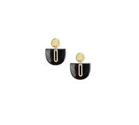 lille mus Ohrstecker 'Halbkreis Oval' aus Porzellan (Schwarz/Gold)