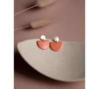 lille mus Ohrstecker 'Porzellanplätchen Halbkreis' Orange