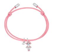 Prinzessin Lillifee Armband Mädchen, Rosa, Maus, Zirkonia, Weiß, 1,3 mm, Silber 925, rhodiniert, Textil 2035974
