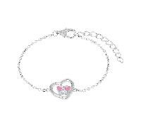 Prinzessin Lillifee Armband 925 Sterling Silber Mädchen Kinder Armschmuck, mit Zirkonia synth., 12+3 cm, Rosa, Herz/Schmetterling, Kommt in Schmuck Geschenk Box, 2039757
