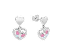 Prinzessin Lillifee Ohrhänger 925 Sterling Silber Mädchen Kinder Ohrschmuck, mit Zirkonia synth., 1,5 cm, Rosa, Herz, Kommt in Schmuck Geschenk Box, 2039758