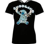 Lilo & Stitch Cuddling Frauen T-Shirt schwarz