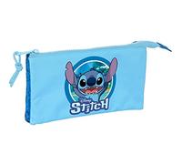 LILO & Stitch - Dreifach-Federmäppchen, Federmäppchen für Kinder, ideal für Kinder im Schulalter, bequem und vielseitig, Qualität und Stärke, 22 x 3 x 12 cm, Blau, blau, Estándar, Lässig